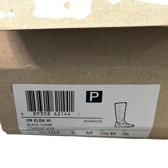 Clarks Unstructured Leather Tall Shaft Boots Un Elda Hi Black Size 6 NIB - Picture 7 of 13